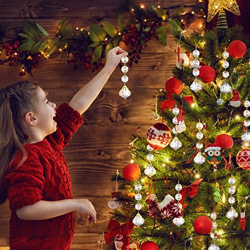 30-Pack Clear Acrylic Hanging Crystal Diamond Ornaments for Christmas Tree Decor