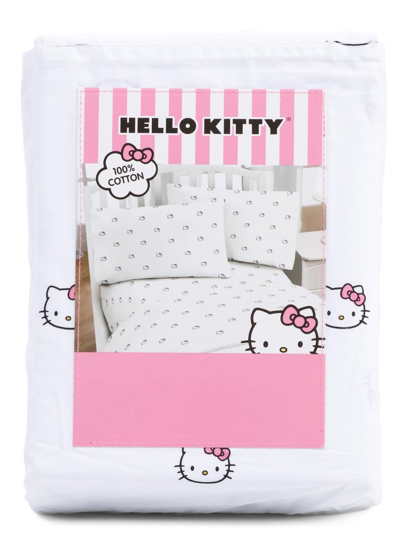 Jay Franco & Sons, Inc. Hello Kitty Cotton Sheet Set (Pink with Flowers, Full)