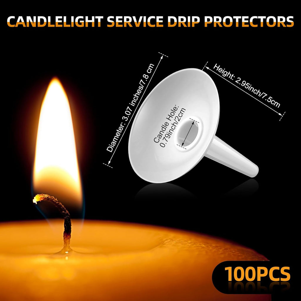 Skiennix Candle Holders - 100 Pcs Plastic Drip Protectors for Church, Vigil, Wedding & Events