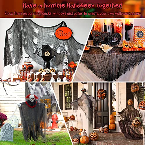 Black Halloween Creepy Cloth Decor - 6-Pack 72x30 Inch Spooky Gauze Fabric
