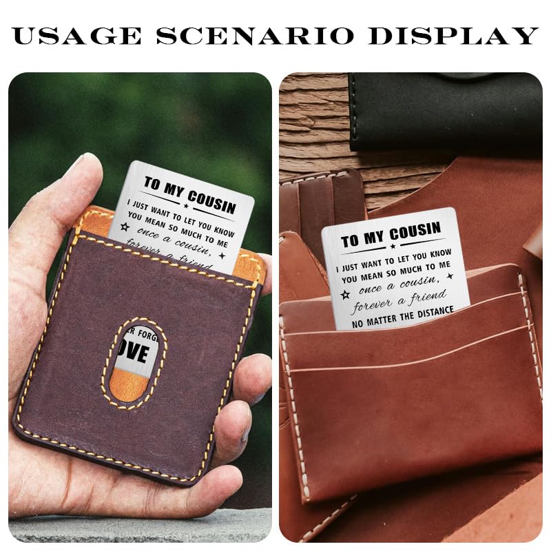 Stainless Steel Cousin Wallet Card - Engraved Gift for Women & Men