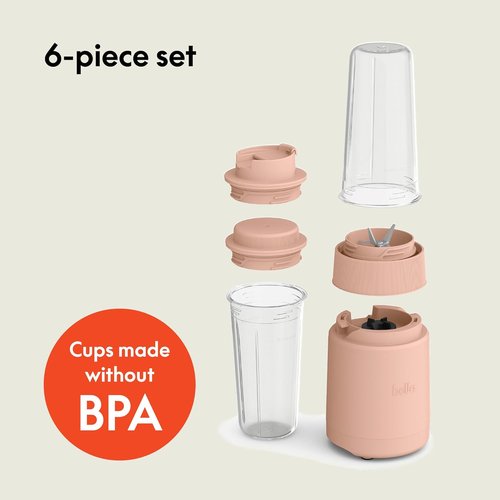 Bella Portable Rocket Blender - 6 Pcs Juicer & Smoothie Maker | BPA-Free, 240W Motor, Stainless Steel Blade, Blossom