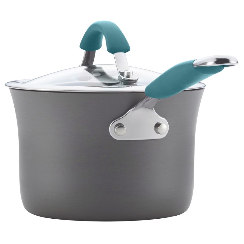 Rachael Ray Cucina Hard Anodized Nonstick Sauce Pan/Saucepan with Lid, 3 Quart, Blue