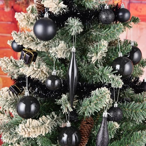 Goodlyghts 30ct Black 3.15in Shatterproof Christmas Ball Ornaments for Indoor/Outdoor Decor