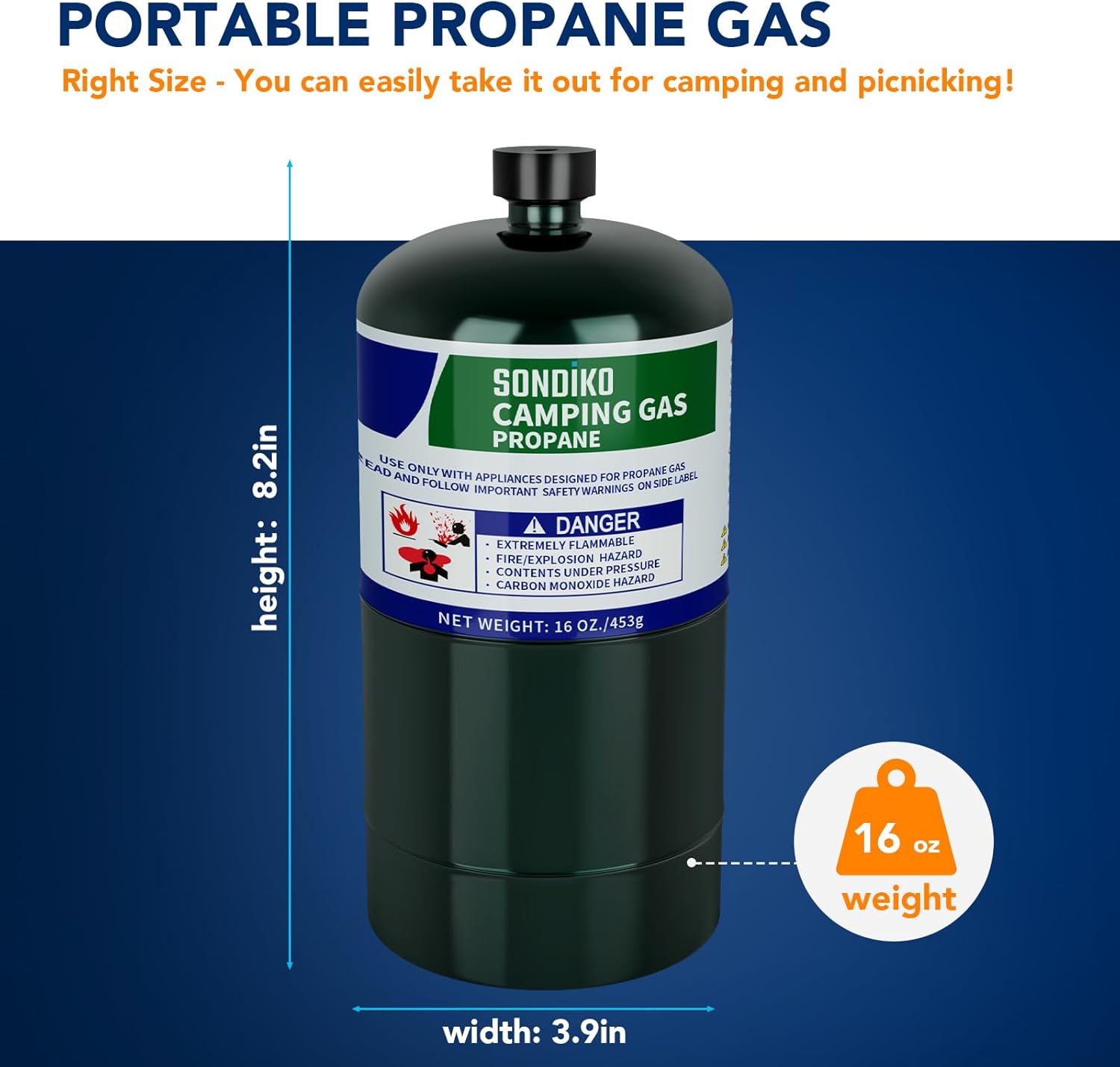 Sondiko Propane Tank - 2 Pack of High Purity 1LB Cylinders | DOT Compliant for Welding & Sous Vide