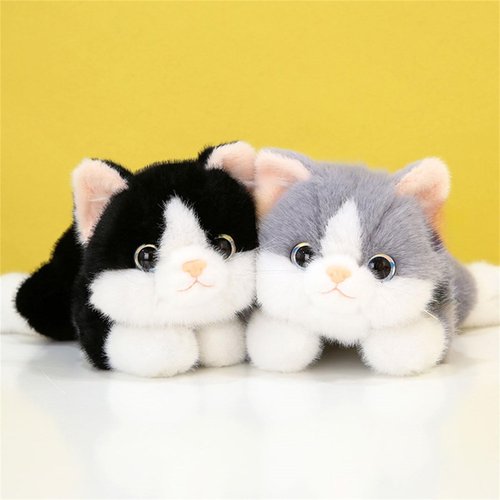 ELKOHA 17.7 Inch Black & White Cat Weighted Stuffed Animals, Weighted Cat Plush Animal, Cute Soft Plush Toy Pillow Hugging Plushie Kitten Dolls Birthday Gifts for Kids Adults