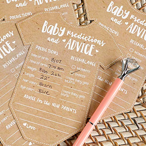 Kate Aspen Baby Predictions Advice Cards Kraft & White - Baby Shower Game & Keepsake