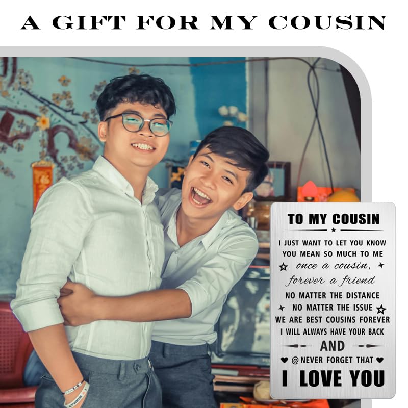 Stainless Steel Cousin Wallet Card - Engraved Gift for Women & Men