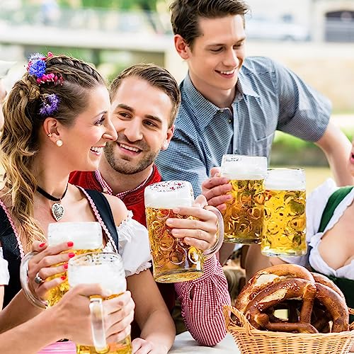 44 oz Large Glass Beer Mugs with Handle - Set of 2 Dimpled Beer Steins