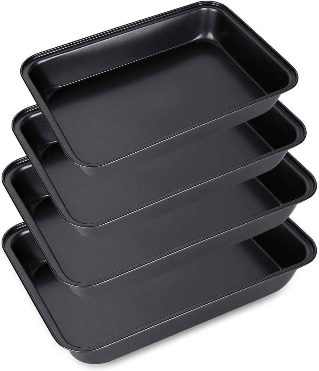 Skiennix Non-Stick Baking Sheets Set of 4 - Durable Carbon Steel Cookie Trays | Dishwasher Safe, Black