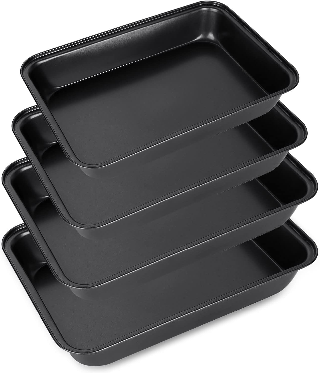 Skiennix Non-Stick Baking Sheets Set of 4 - Durable Carbon Steel Cookie Trays | Dishwasher Safe, Black