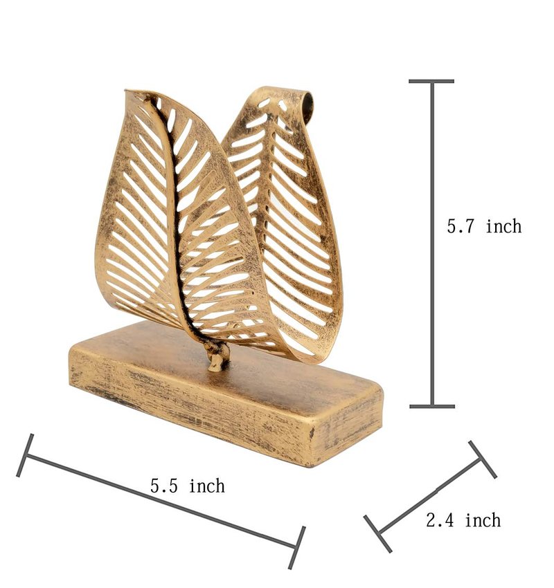 Set of 2 Freestanding Modern Napkin Holder with Leaf Design, Tabletop Tissue Dispenser, Countertop Napkin Storage Organizer – Bronze