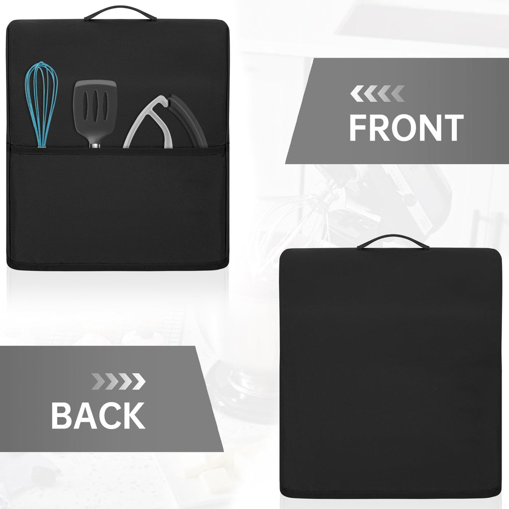 Stand Mixer Dust Cover Compatible with 3 Pockets and Handle with Kitchenaid Fits for 4.5/5 Quart Water-resistant Kitchen Aid Mixer Cover Black