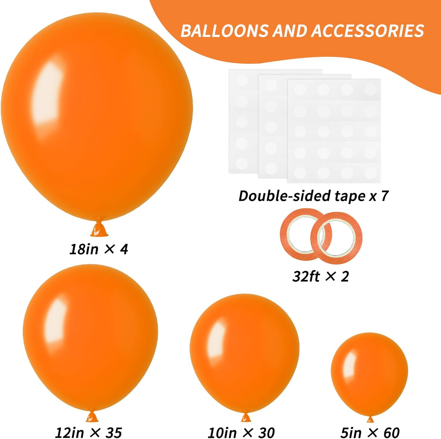 RUBFAC Orange Balloon Arch Kit - 129pcs in Various Sizes for Halloween & Thanksgiving Celebrations