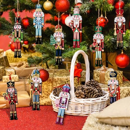 24-Piece Christmas Nutcracker Wooden Ornaments Set for Holiday Tree Decor
