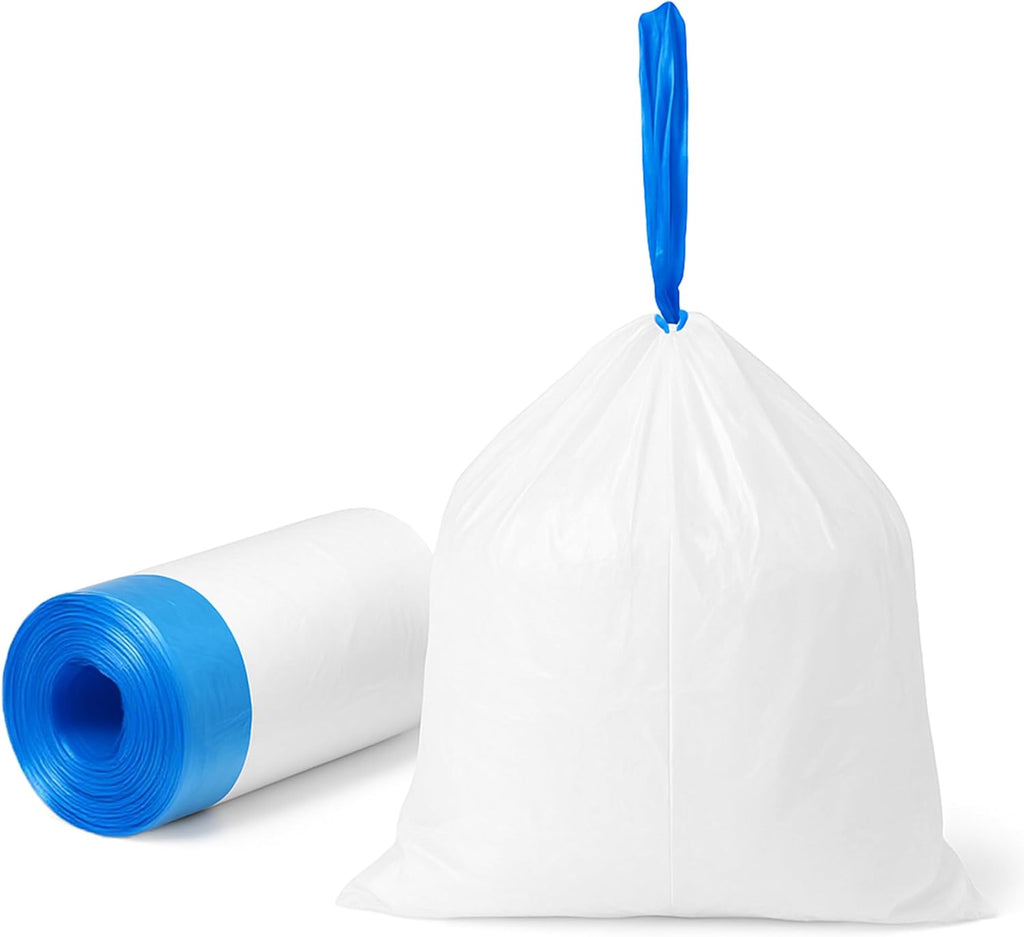 Skiennix 4 Gallon Small Trash Bags - Strong Leak-Proof Drawstring Bin Liners | 100 Pack, White