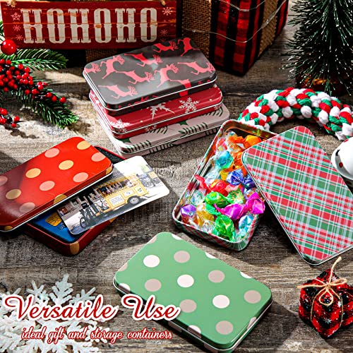 Zhengmy 36 Pcs Christmas Gift Card Tin Boxes with Lids – 6 Designs, 11 x 6.5 cm