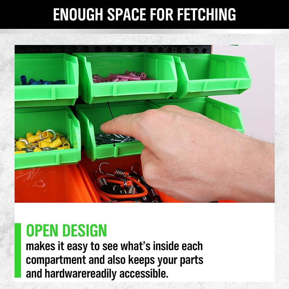 SWANLAKE Heavy-Duty Wall-Mounted Storage Bins | 30-Bin Garage Tool Organizer for Small Hardware
