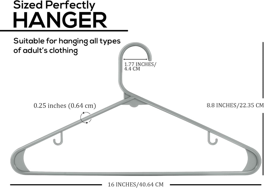 Utopia Home Plastic Hangers - Durable Space-Saving Closet Organizers | 50-Pack in Grey for Shirts, Pants & Coats
