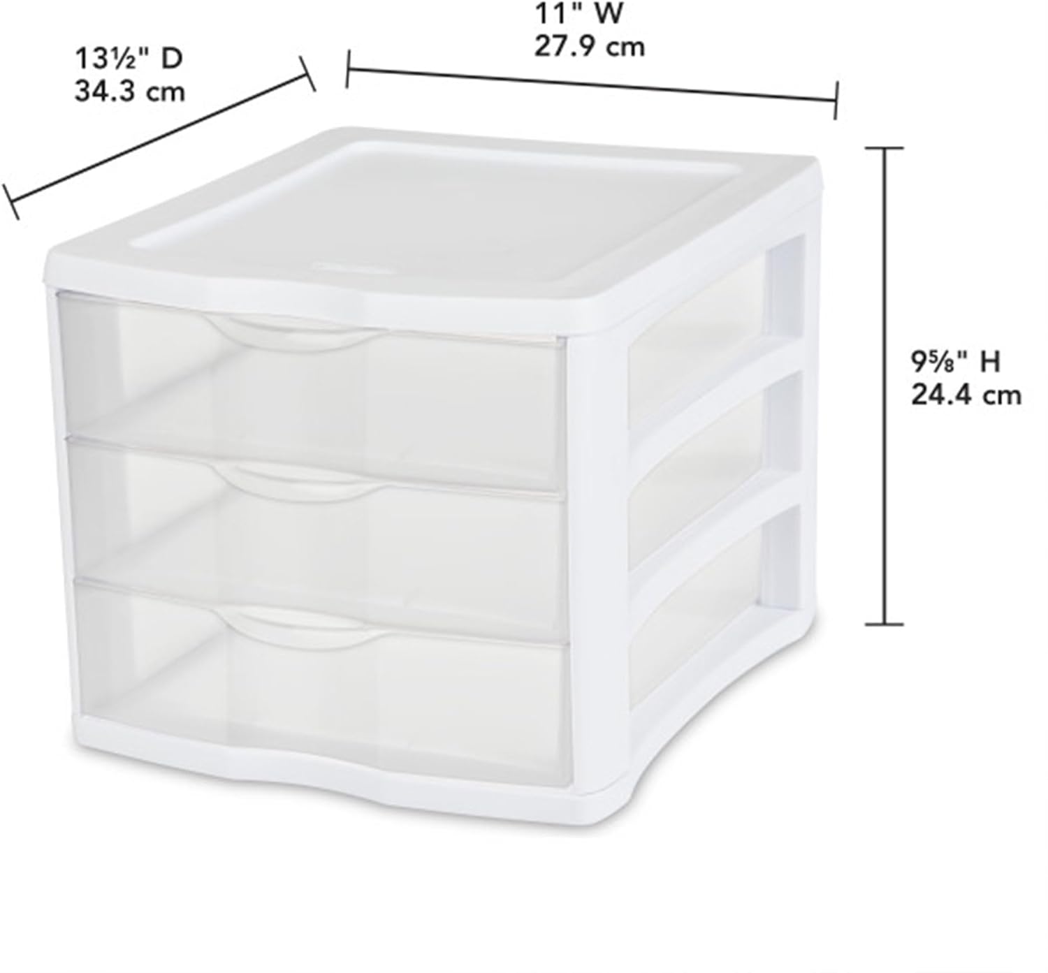 Sterilite ClearView 3-Drawer Stacking Storage Organizer System - Compact Design | 8 Pack