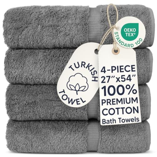 Chakir Turkish Linens 4-Piece 100% Cotton Bath Towels - Gray