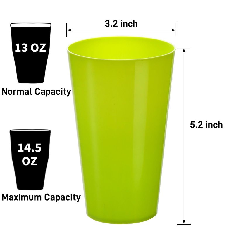 Pumtus 24 Pack Reusable Plastic Cups, 13 OZ Colorful Unbreakable Water Tumbler, Stackable Bulk Drinking Cup for Juice, Smoothies, Milk, Beverage, Outdoor, Home, Parties, BBQ Picnics