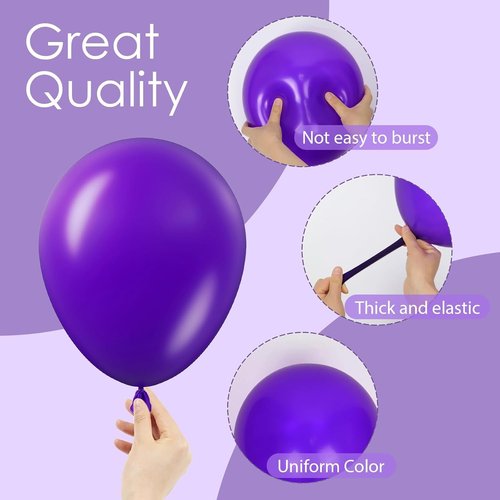Dark Purple Balloons by [Brand Name] - 120-Piece Balloon Arch Kit for Graduation, Birthday & Baby Shower Decor