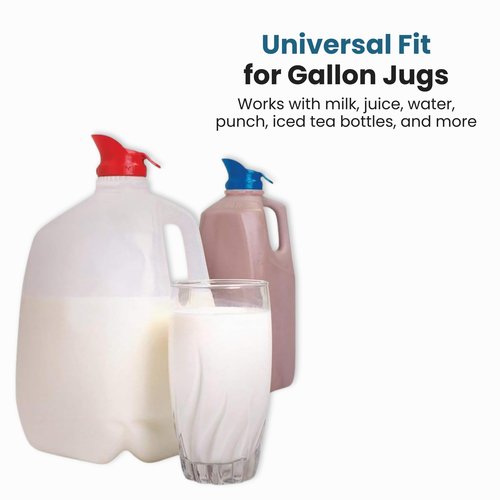Jokari Milk Spout Pouring Gadget – 4 Spouts Total (2 Packs) – Easy Pour Spout for Gallon Milk Jugs and Juice Bottles, Push-Button Lid with Fast Seal, Ideal for Arthritis and Spill-Free Pouring