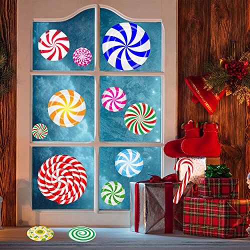 Peppermint Christmas Floor Decals 57pc Wall Stickers Set for Holiday Decor
