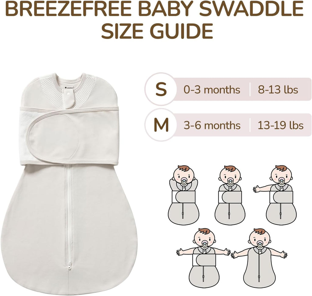 Skiennix Swaddle Sack | Safe Sleep Solution with Breathable Mesh Design | 100% Cotton for 3-6 Months, Grey