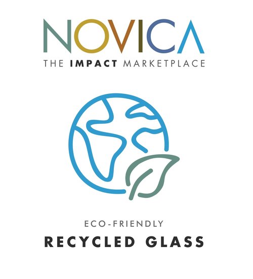 NOVICA Artisan Handblown Recycled Tumbler Drinkware | Rocks Glass Handmade Mexico Drinkware Tumbler | Handcrafted Blown Glass Rocks Blue Green Swirls | Eco-Friendly Drinking Glasses | 10 oz | 'Elegant