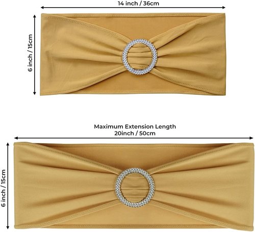 Babenest Spandex Chair Sashes - 30PCS Premium Stretch Covers with Buckle Slider for Weddings & Events | Gold