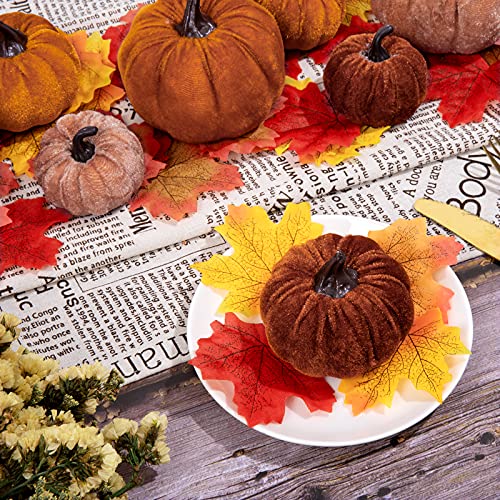 12-Piece Assorted Velvet Artificial Pumpkins for Fall Home Table Decor
