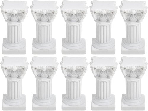 HOMSFOU Greek Columns Candle Holders - 10Pcs Rustic Resin Pillar Statues for Home Decor | White