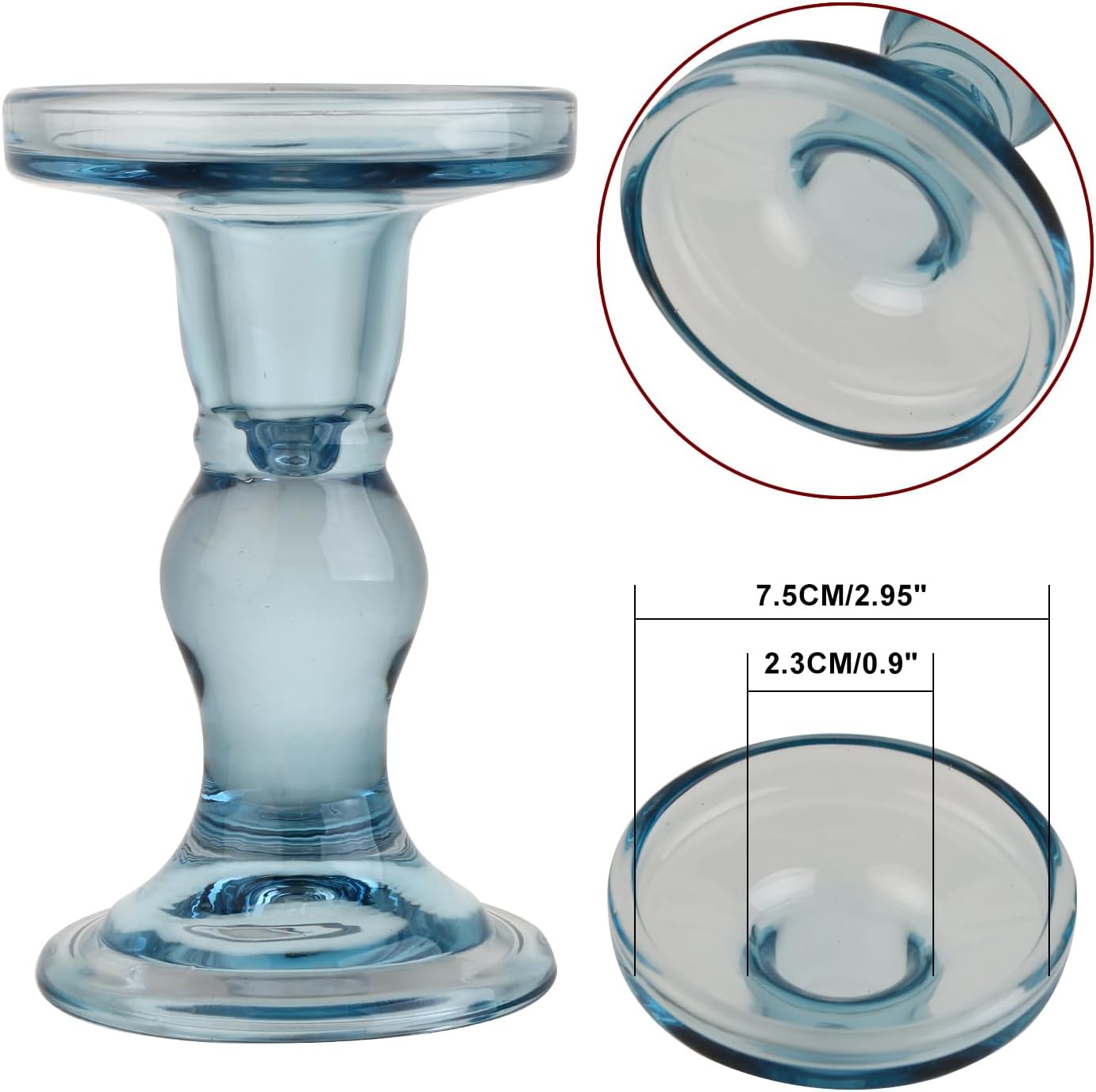Skiennix 3-Piece Blue Glass Candlestick Set - Elegant Crystal Holders for Weddings & Home Decor