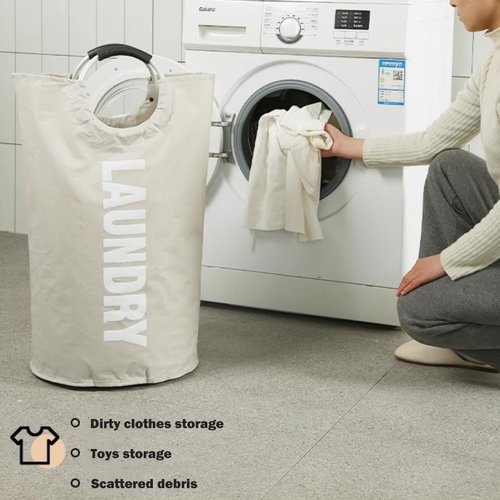 90L Waterproof Laundry Basket by [Brand Name] - Durable Hamper with Foam Handles | Black, 3-Pack