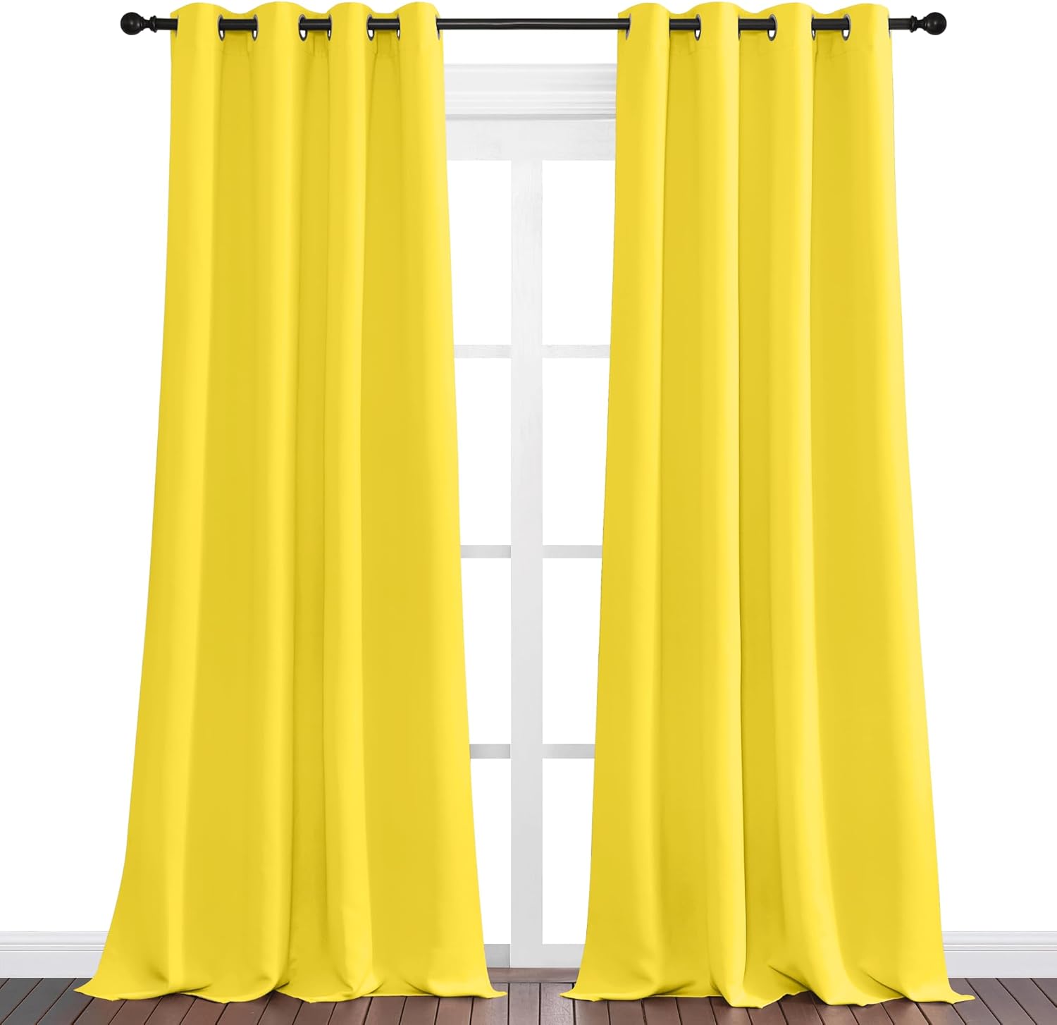 NICETOWN Bright Yellow Curtains - 90" Long Sound-Reducing Panels for Modern Rooms | 55" Wide, 2 Pieces