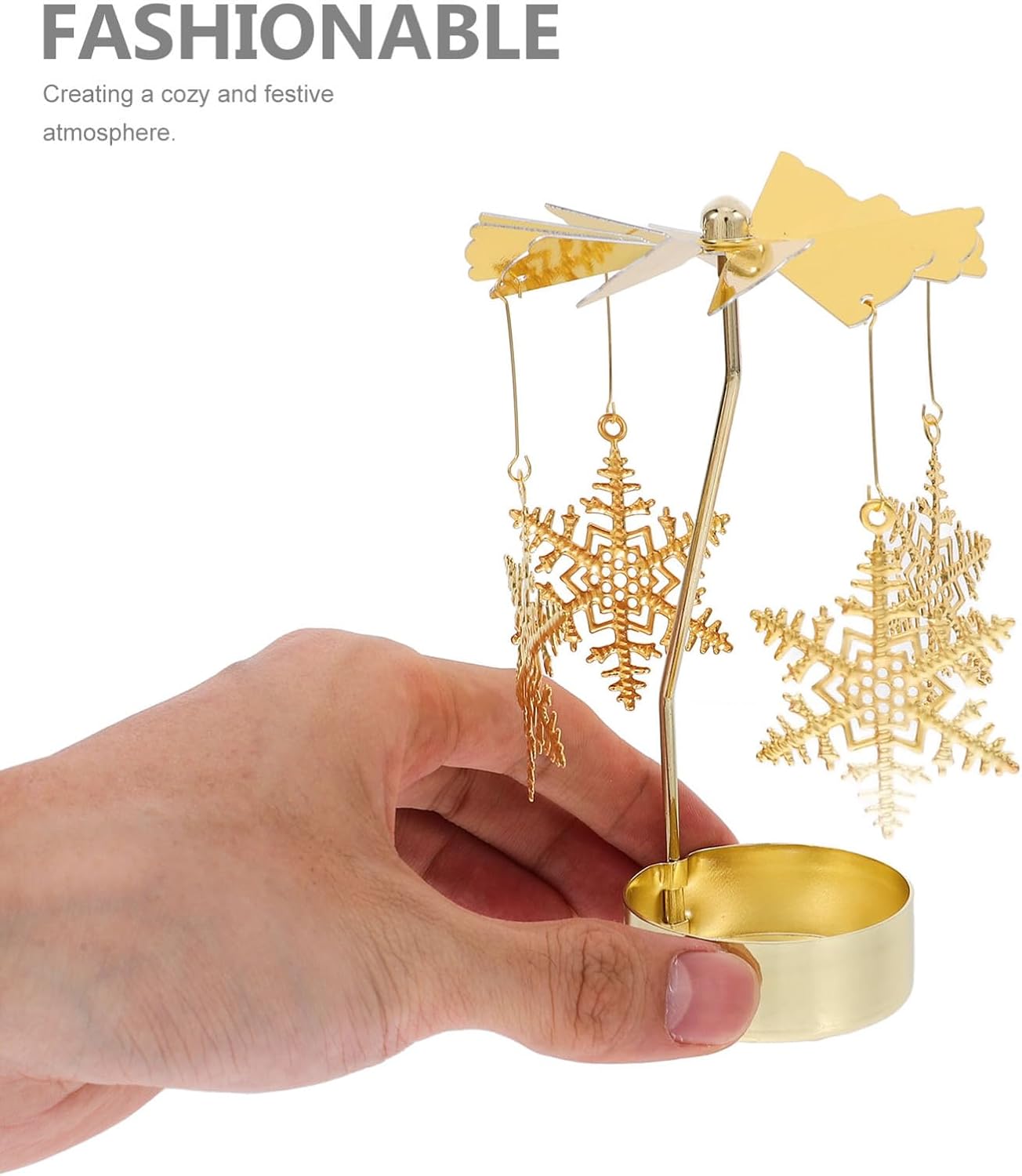 Zerodeko Rotary Candle Holder Set - 3pcs Metal Spinning Windmill Design for Christmas Table Centerpieces