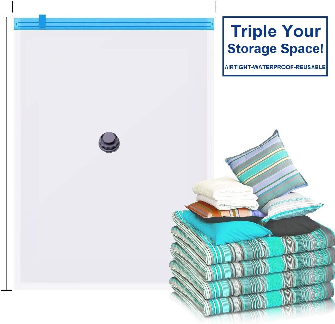 Skiennix Extra Jumbo Vacuum Storage Bags - Airtight Seal, Waterproof & Dustproof | 5 Pack (51"x47") for Clothes & Bedding