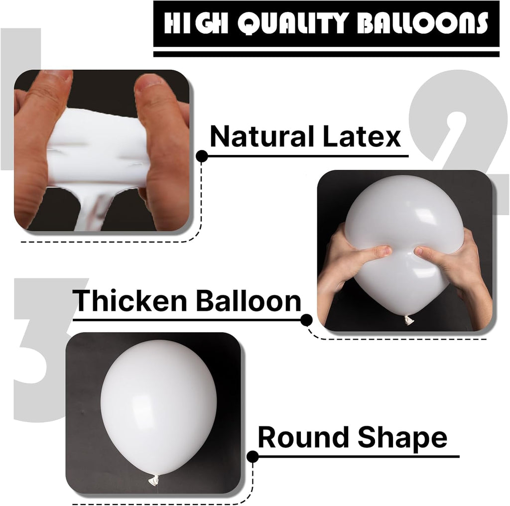 PartyWoo White Balloons - 127-Piece Matte Latex Balloon Arch Kit for Weddings & Events | Various Sizes
