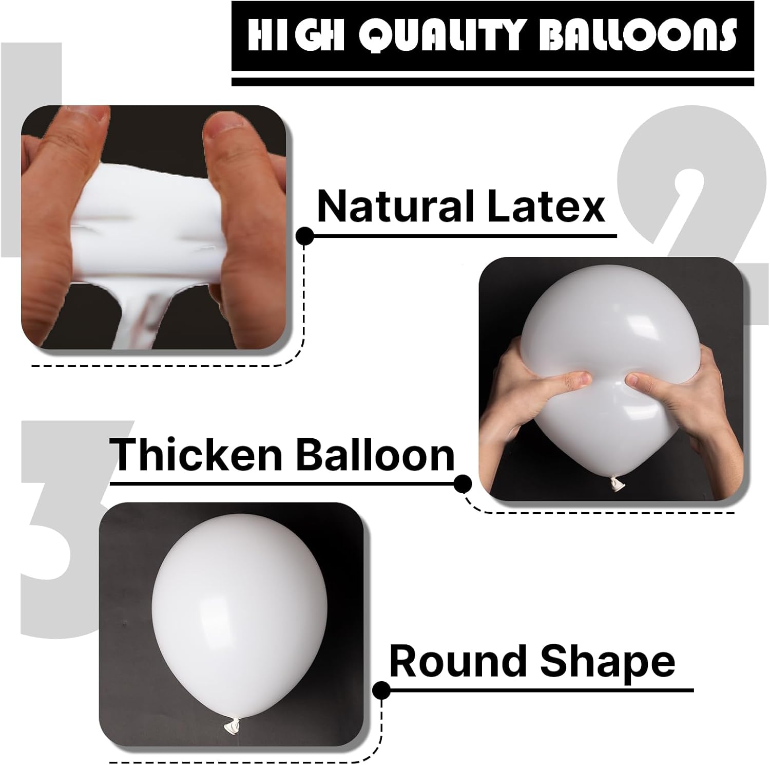 PartyWoo White Balloons - 127-Piece Matte Latex Balloon Arch Kit for Weddings & Events | Various Sizes