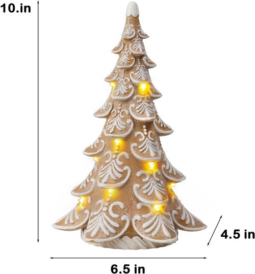 Cynkeyee Gingerbread Christmas Tree Decoration - Indoor Lights & Festive Centerpiece | 6.5x4.5x10 Inch