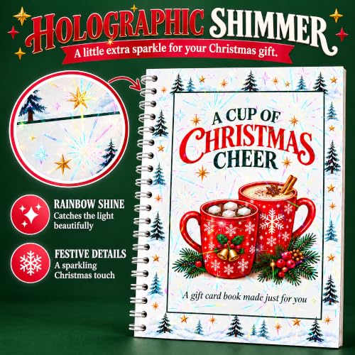 Linhara Christmas Gift Card Book with Cups Variation, Festive Holiday Gift for Adults & Teens
