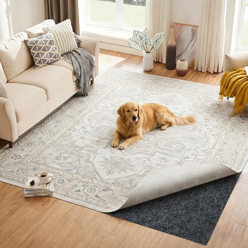 Non-Slip Rug Pad 2.1 x 3.1 Ft, Dual-Surface Felt and Rubber Gripper