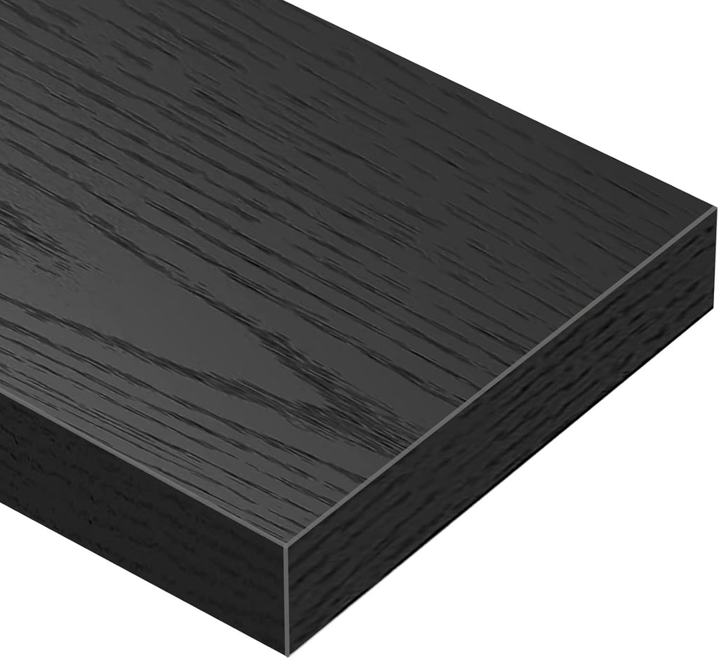 QEEIG Floating Wall Shelves - Extra Long 55.1" Set of 2 for Bathroom, Kitchen, Living Room | Black Home Decor
