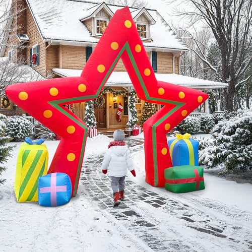 OurWarm 10ft Outdoor Christmas Inflatable Arch with Built-In LED Lights
