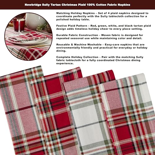 Newbridge Sully Red Plaid Christmas Tablecloth 60 x 102 inches, Rectangular