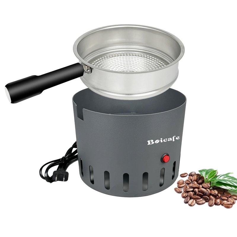 Boicafe Coffee Bean Cooler Electronic Bean Cooling Machine with 304 Stainless Steel Mesh Two Layers 1.3lb Big Capacity Household Roasting (1 Layer with Handle)