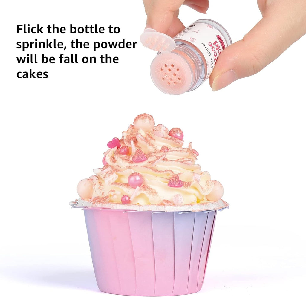 Skiennix Edible Glitter Spray - Food Grade Rose Gold Glitter for Drinks, Cakes, and Cupcakes