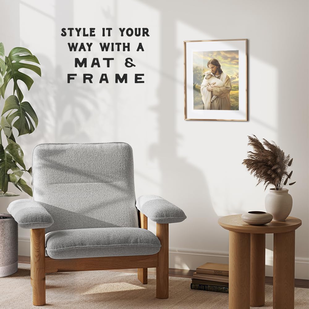 Skiennix Religious Wall Decor | Lamb of God Jesus Artwork - Farmhouse Style Catholic Art for Home